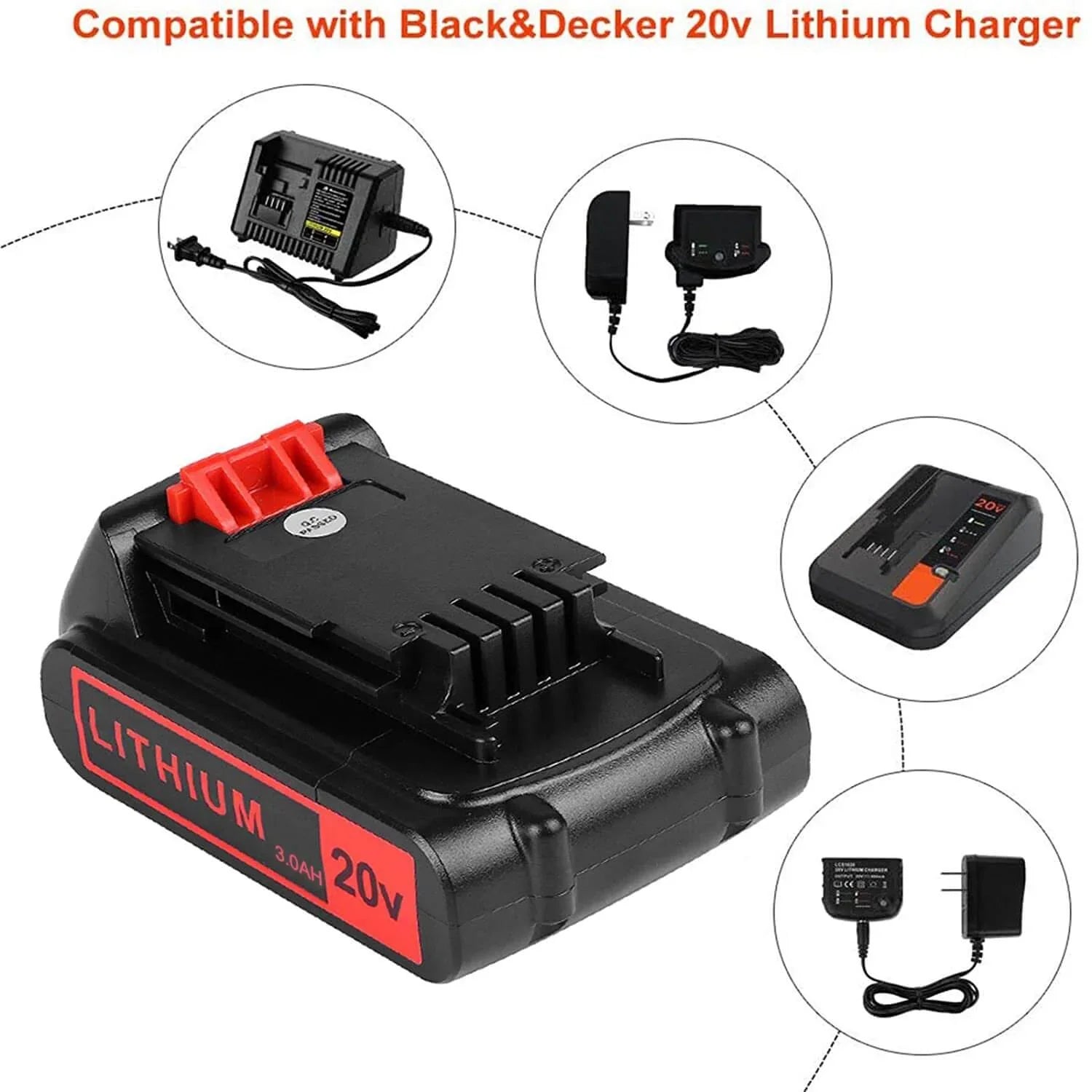 For Black and Decker 20V Battery Replacement | LBXR20 3.0Ah Li-ion Battery 4 Pack For Black and Decker 20V Battery Replacement | LBXR20 3.0Ah Li-ion Battery 4 Pack
